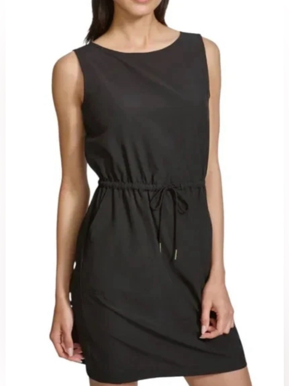 Calvin Klein Commuter Black Sleeveless Drawstring Mini Dress ~ Size 4